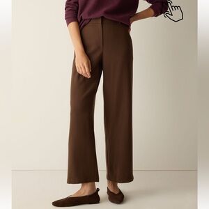 🌟 EILEEN FISHER 🌟 STRETCH WOOL CREPE WIDE LEG TROUSER BROWN SZ S